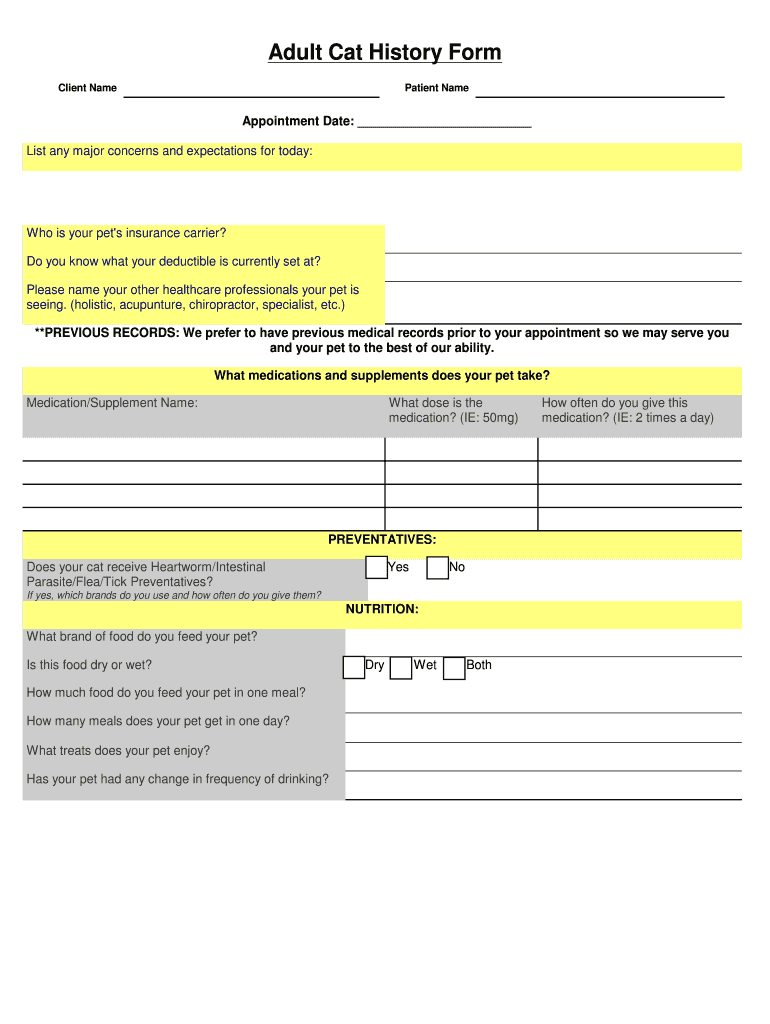 Get and Sign Cat History Form