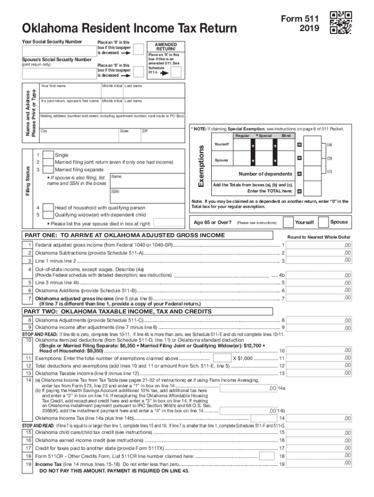 Get and Sign Oklahoma Resident Income Tax Return 2019 Form