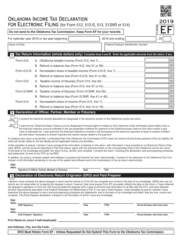  Oklahoma Income Tax Declaration OK Gov 2019