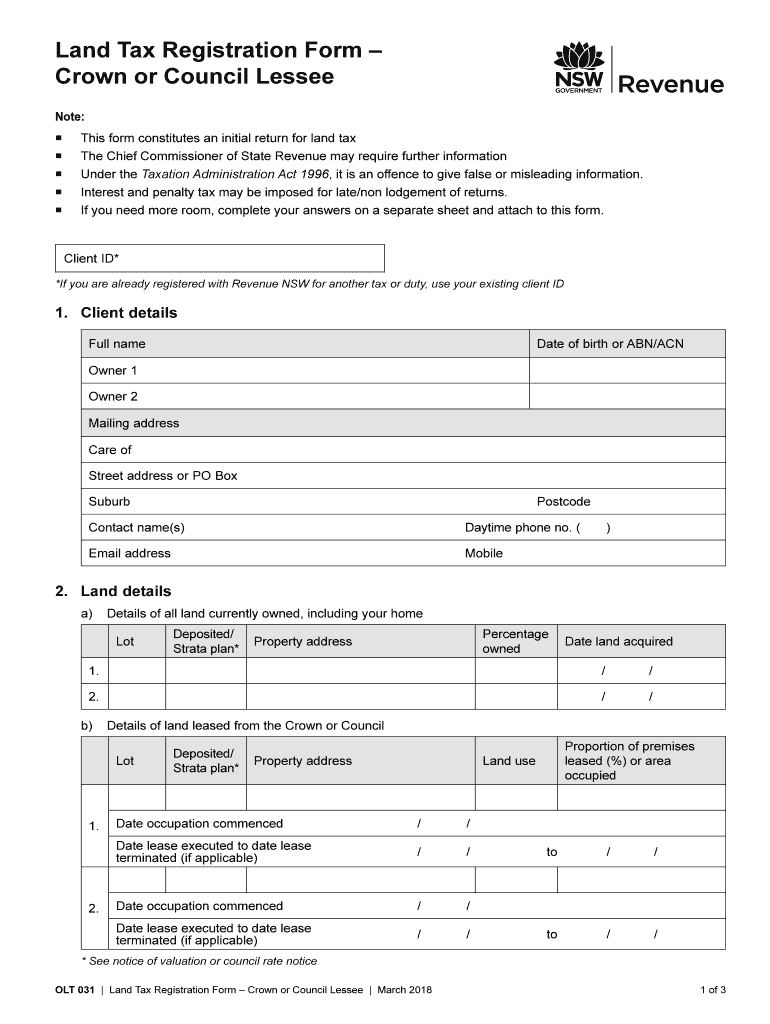 Land Tax Registration Form