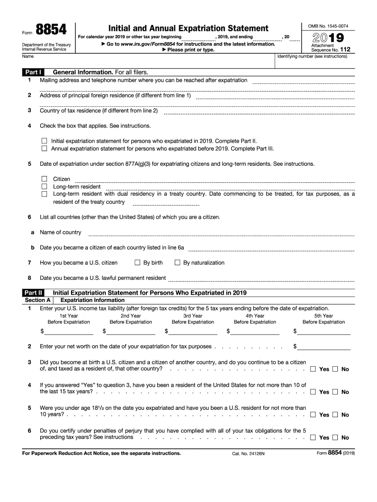 Irs Form 8854