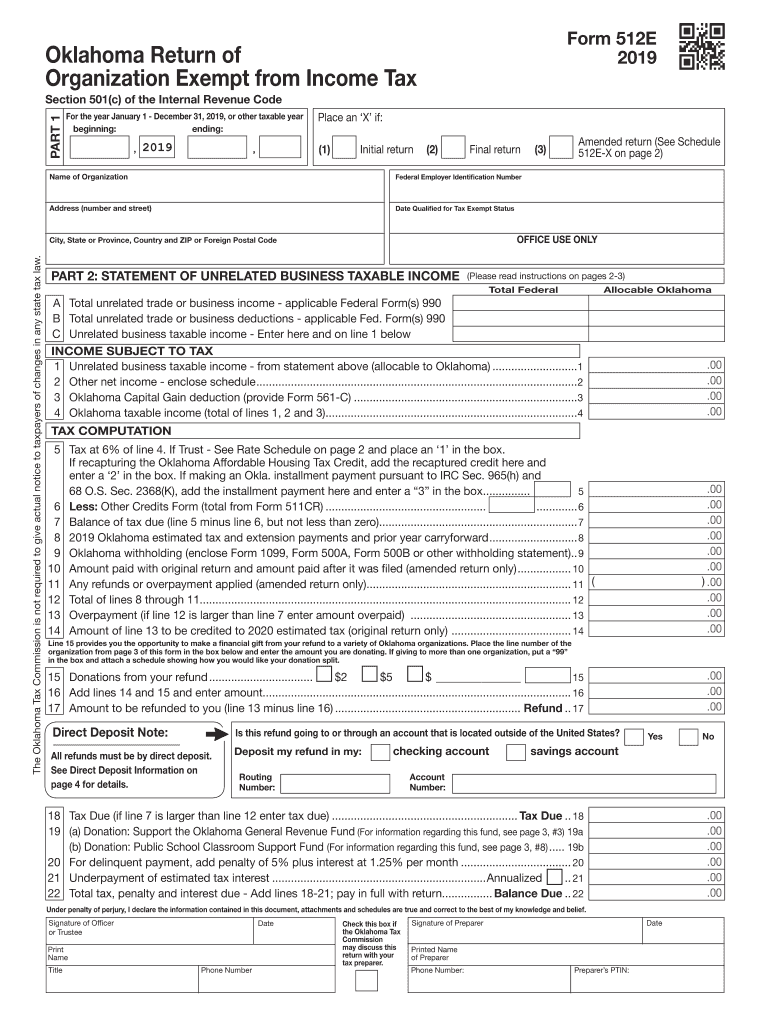  Oklahoma Form 512 E 2019