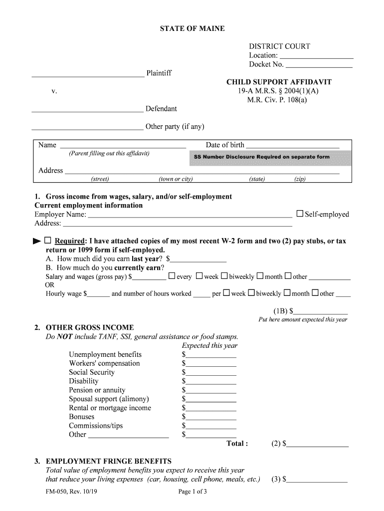  Maine Affidavit Form 2019