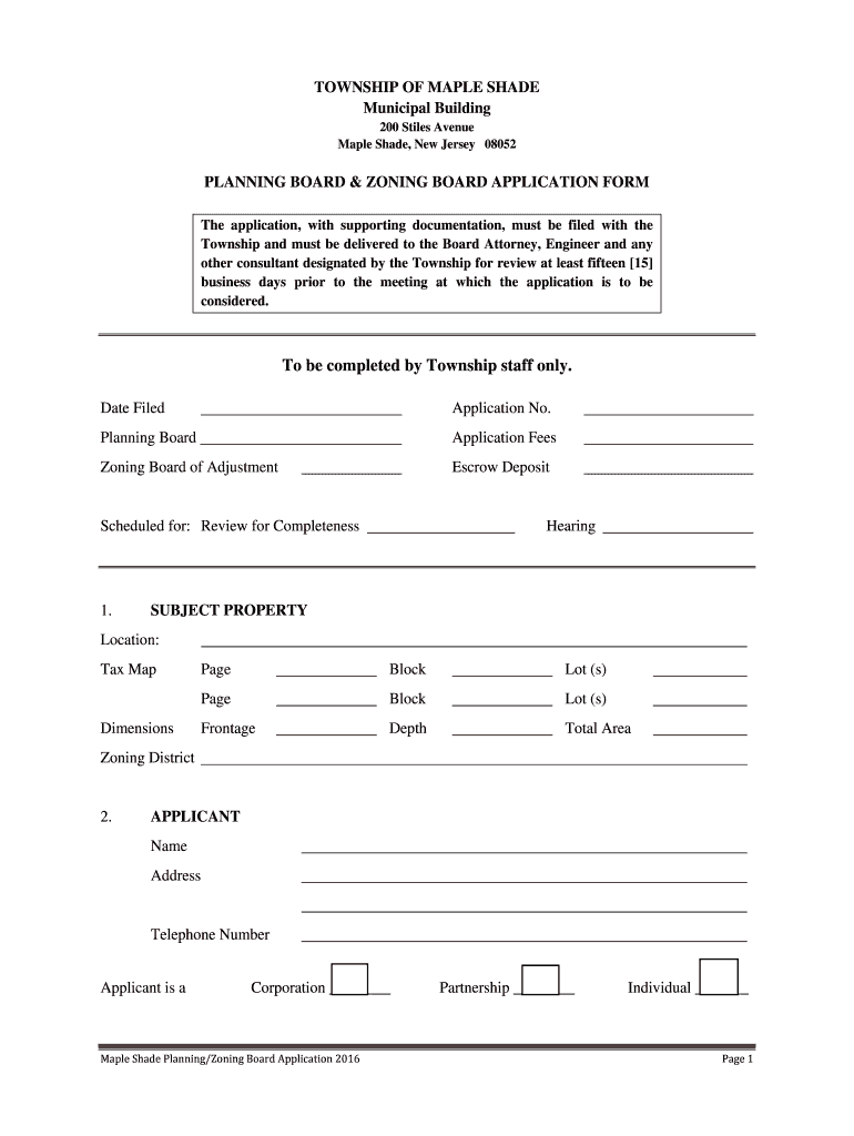 Township of Maple Shade, NJ Site Plan Review ECode360  Form