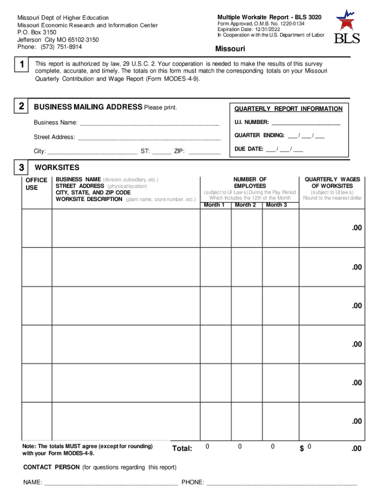  Multiple Worksite Report BLS 3020 2013