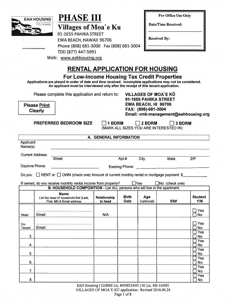 Phase Iii EAH Housing  Form