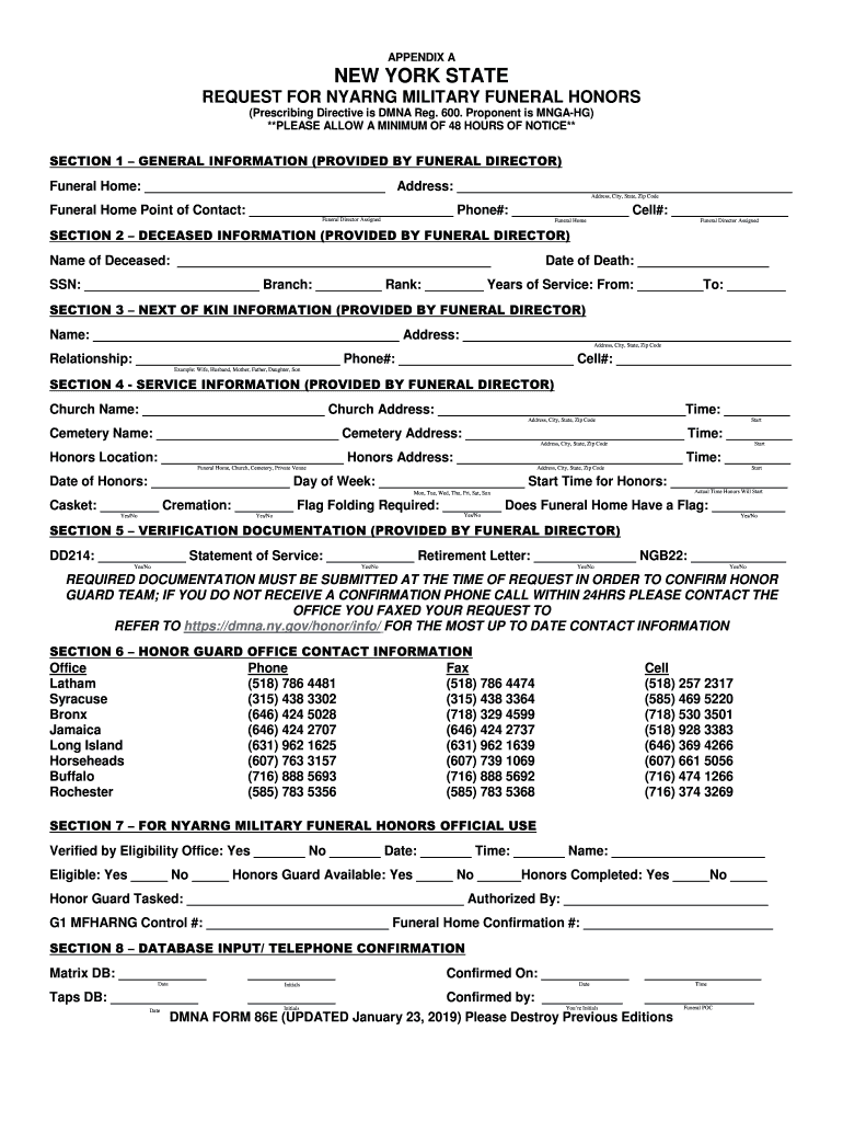 New York Funeral  Form