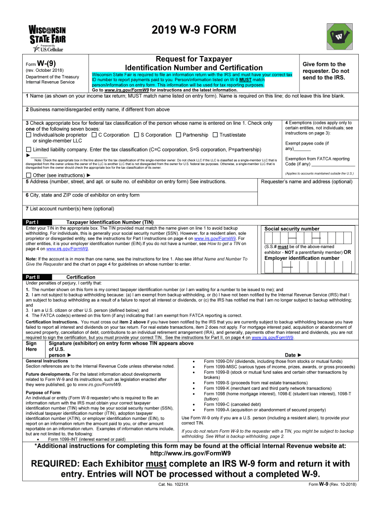  Wisconsin W9 Form 2019