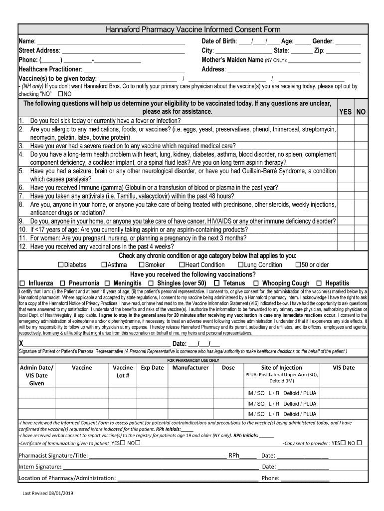 Hannaford Covid Booster  Form