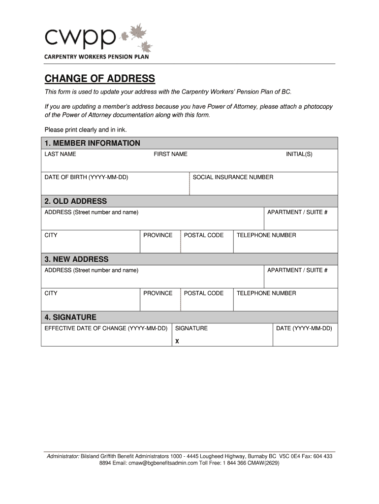 Liuna 183 Address Change  Form