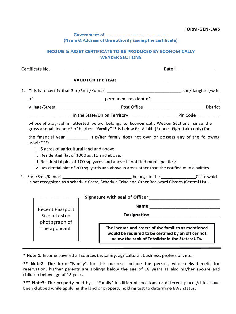 Asset Certificate Format