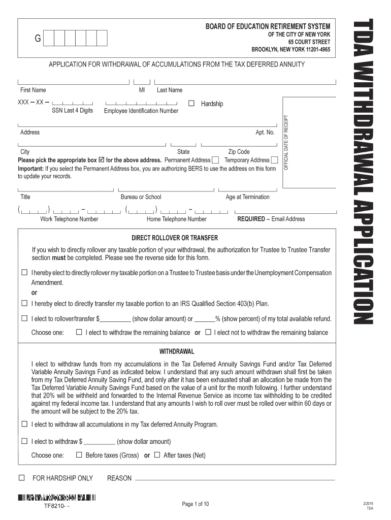  Tda Withdrawal 2019