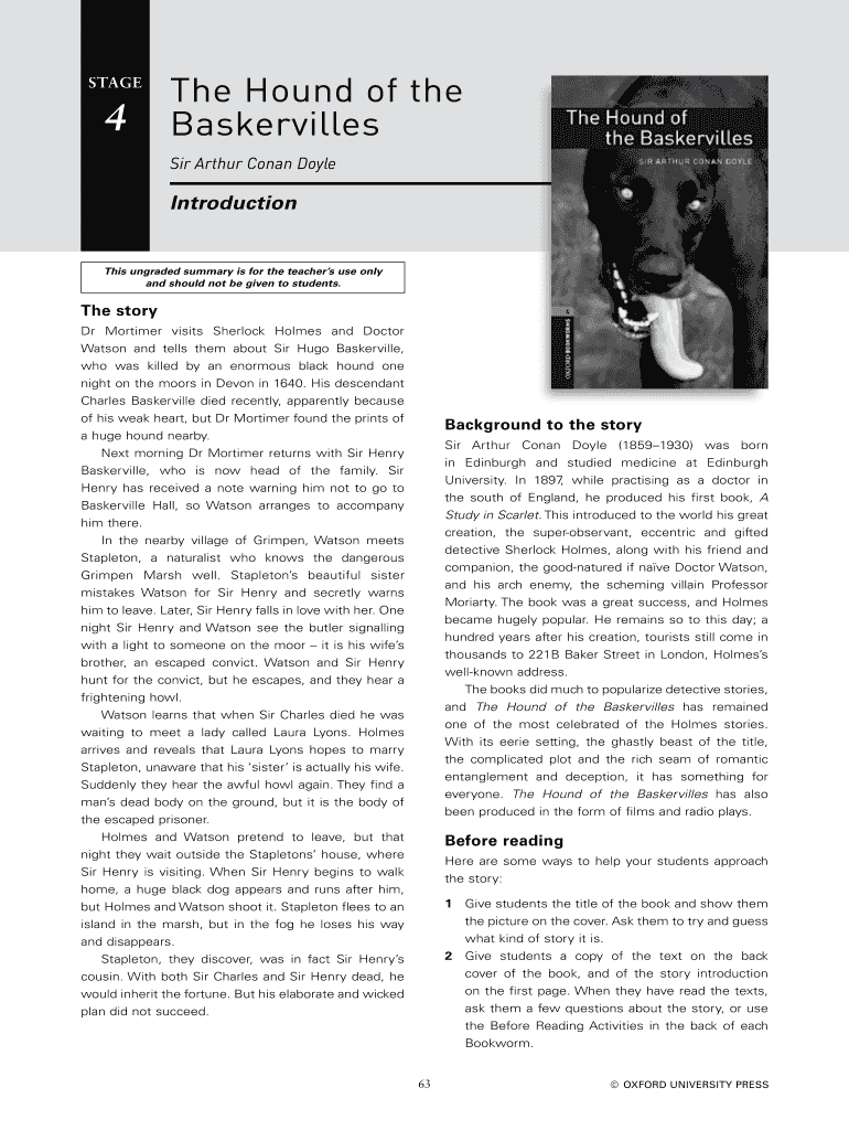 The Hound of the Baskervilles Summary PDF  Form
