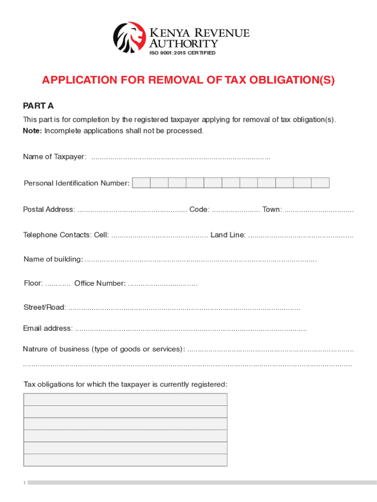  ISO 9001 CERTIFIEDAPPLICATION for REMOVAL of 2019-2024