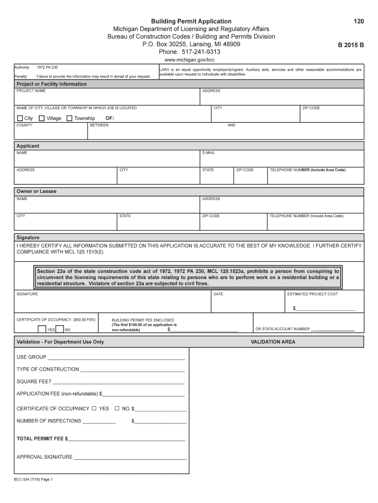 Building Permit Application Example  Form