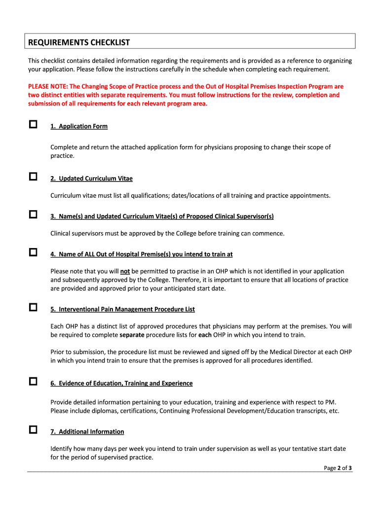 Changing Scope of Practice Application Form CPSO