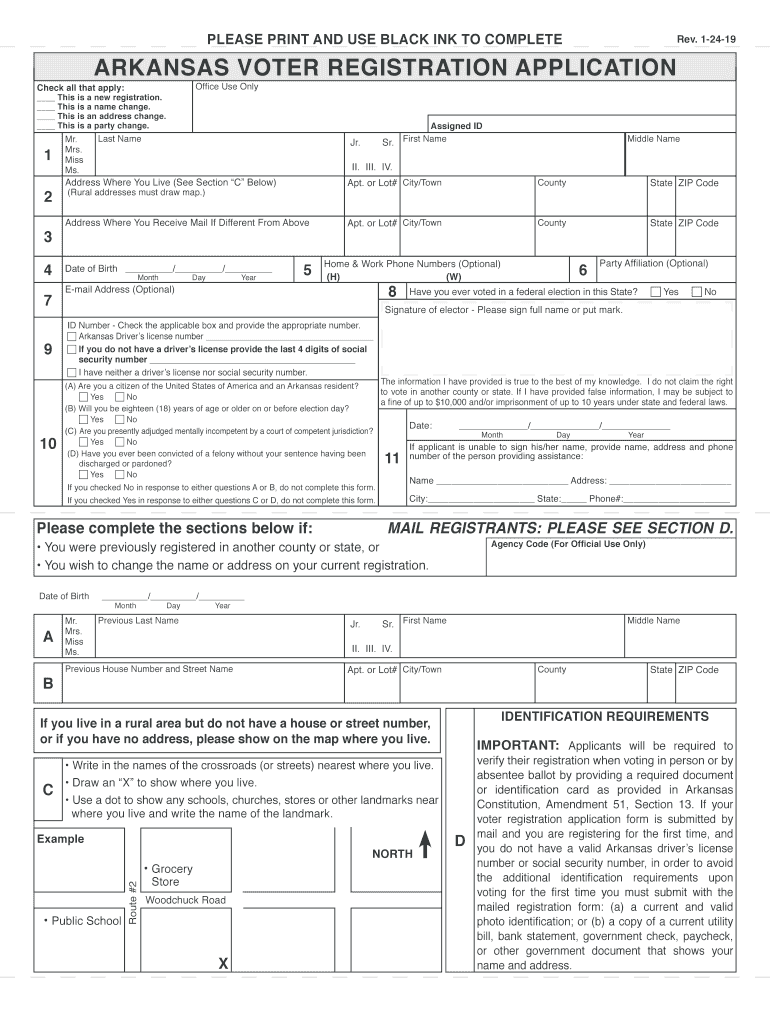  Arkansas Voter Registration Application Arkansas Secretary of 2019-2024