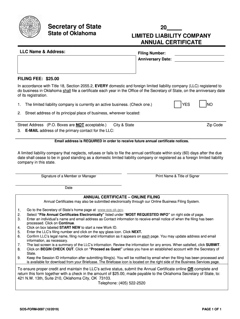 Oklahoma Certificate of Non Coverage  Form