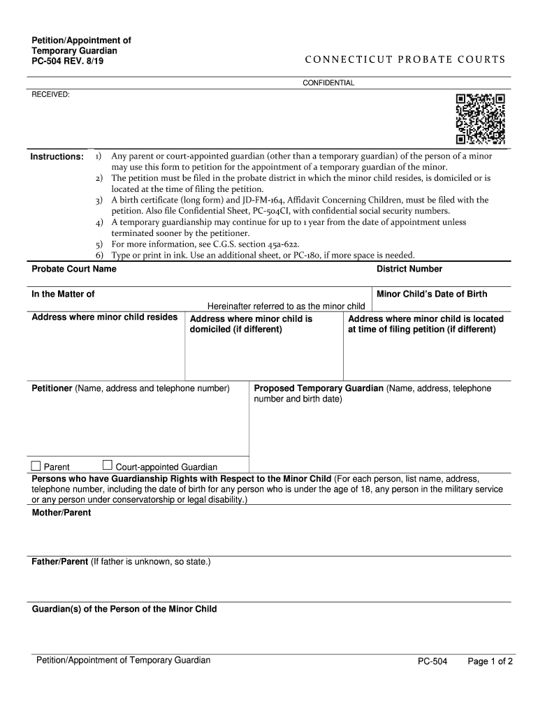 Connecticut Temporary Guardianship Form