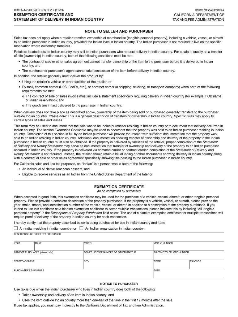 Cdtfa 146 Res  Form