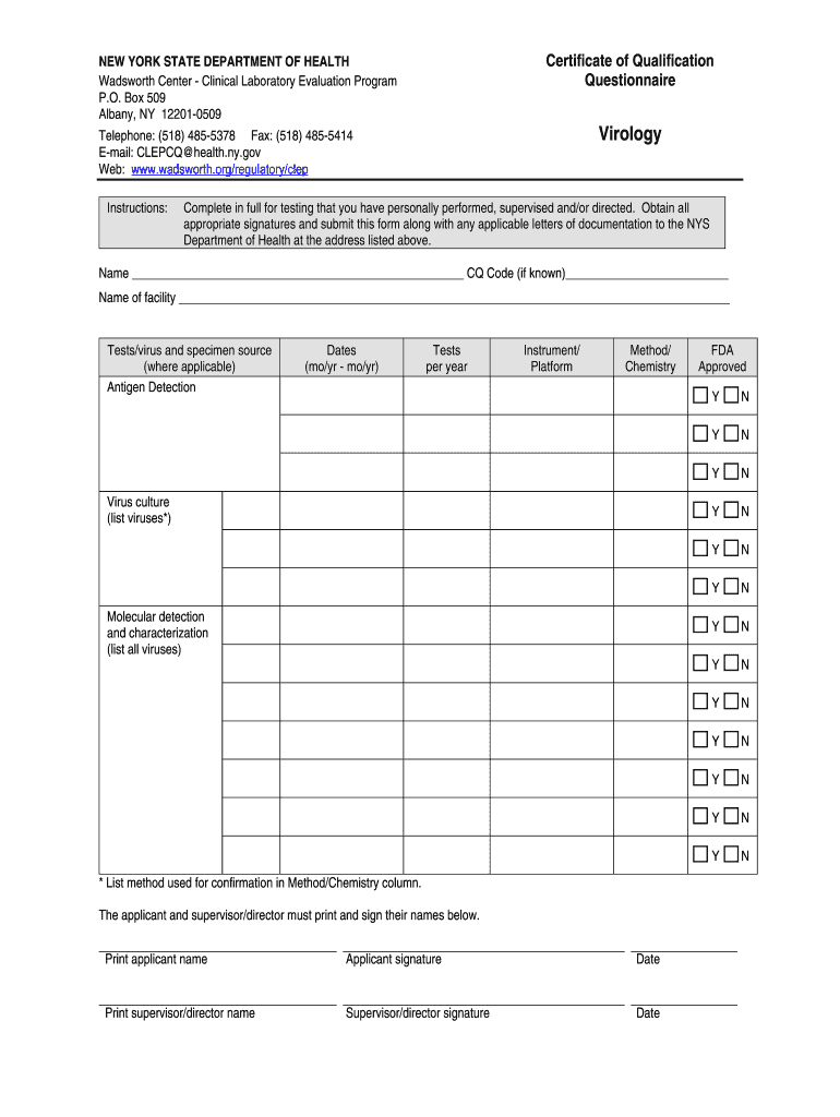 BACTERIOLOGY QUESTIONNAIRE  Form