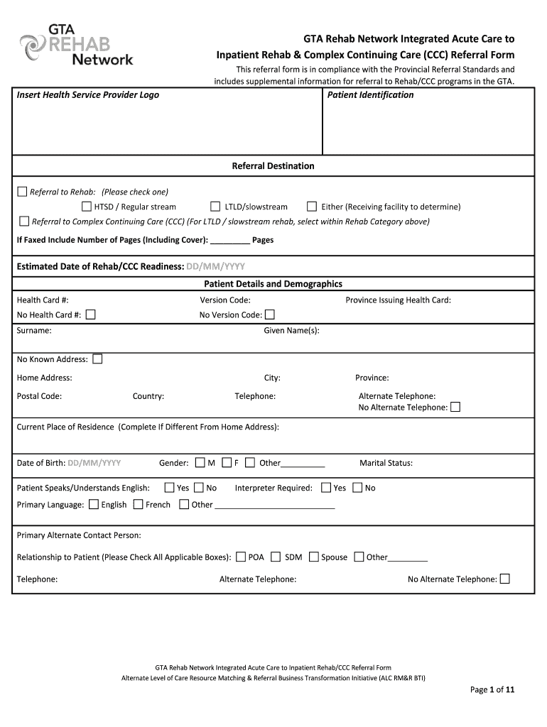 Inpatient Rehabilitation Referral Form