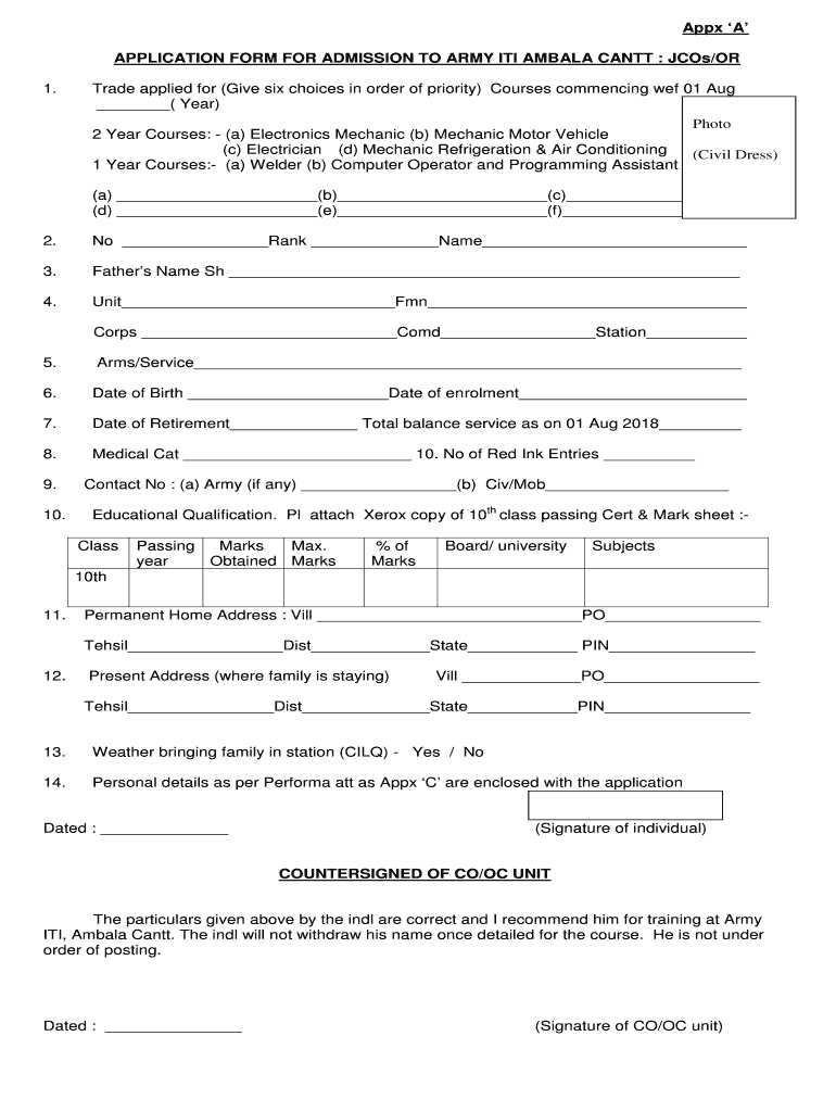 Army Iti  Form