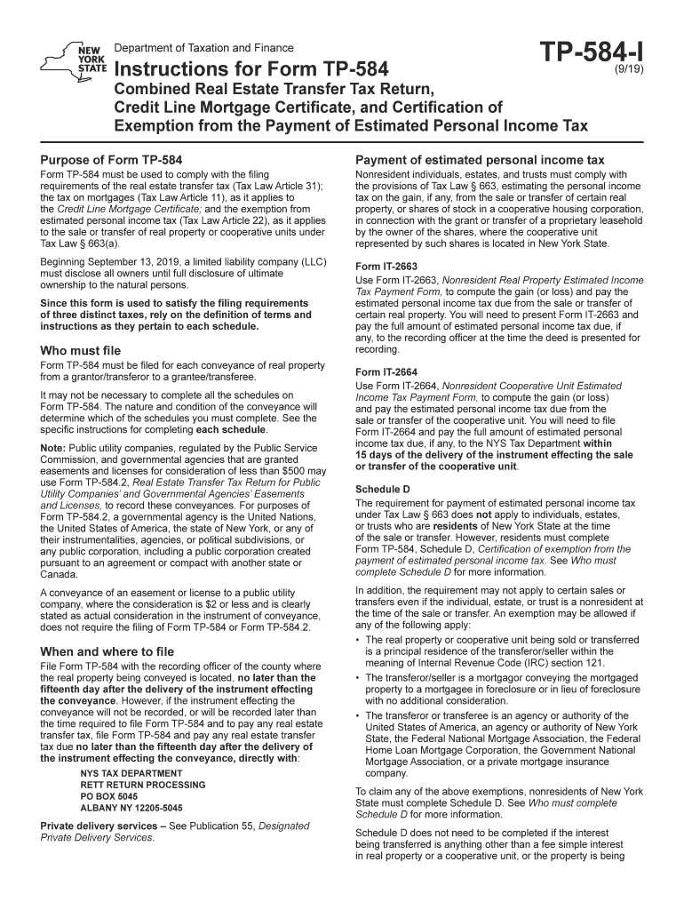 Tp 584 Instructions  Form