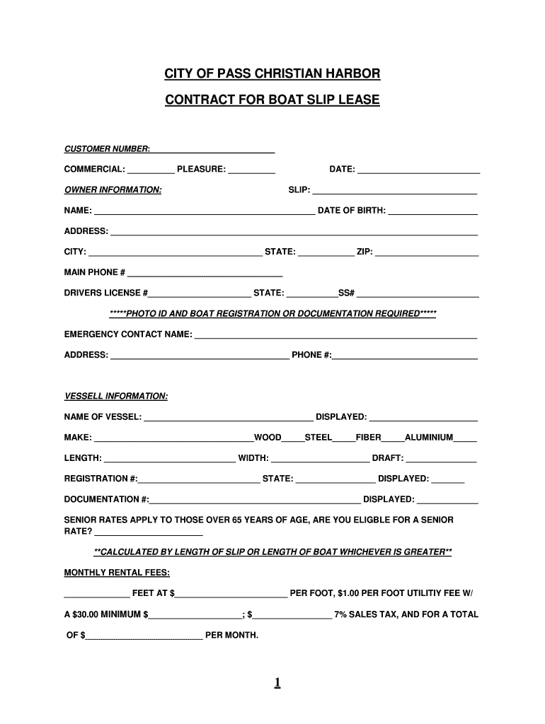 Boat Slip Rental Agreement Template  Form