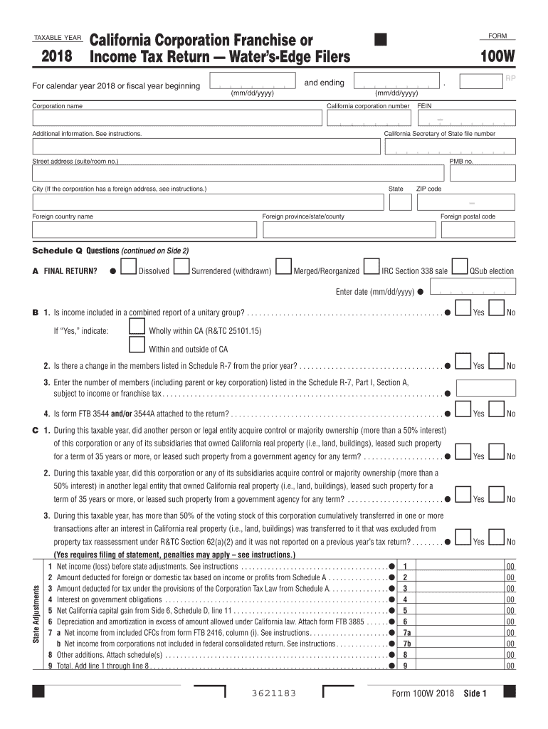 California Form 100w