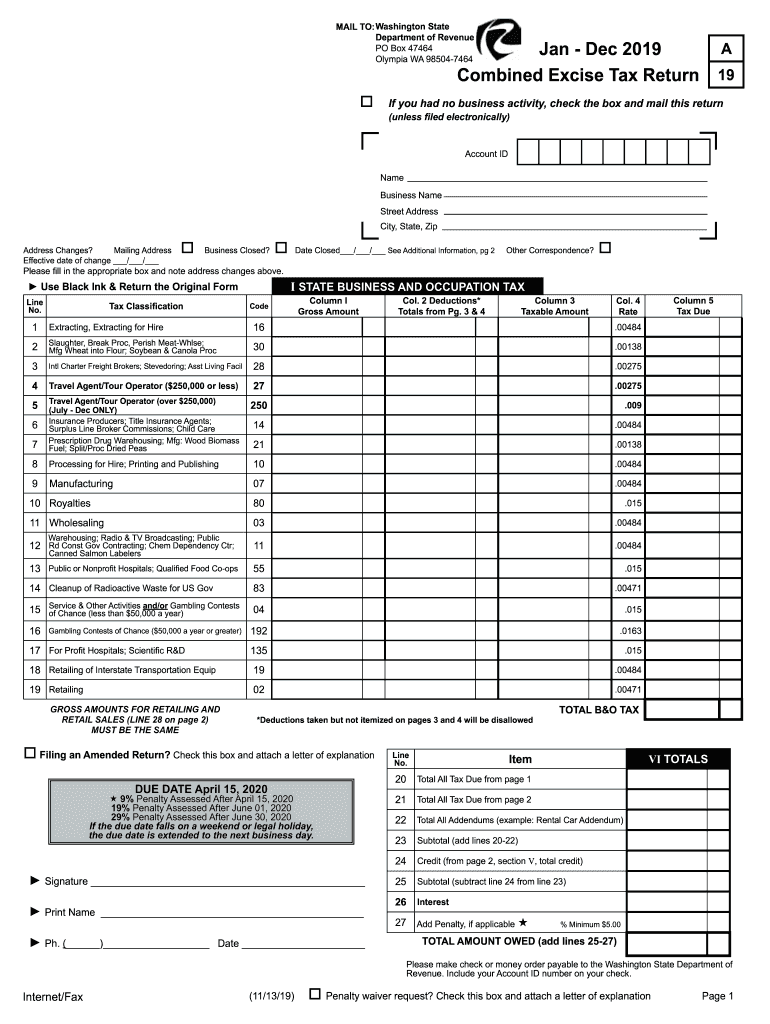 Combined Excise Tax Return  Form
