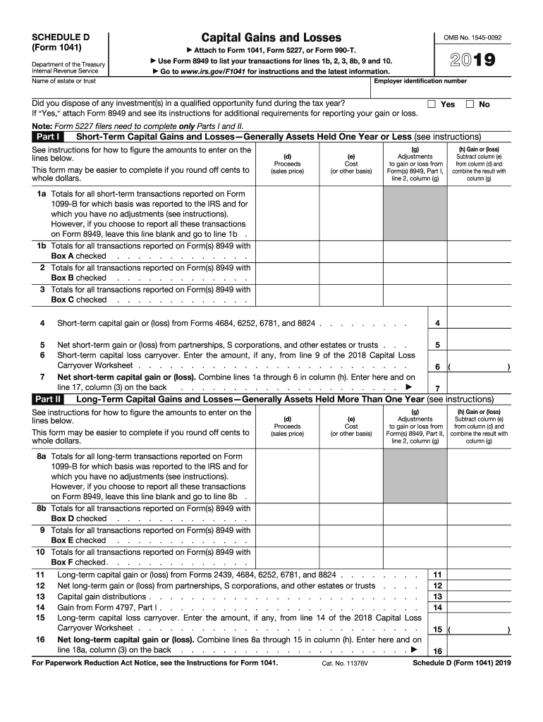 Schedule D 1041 Form