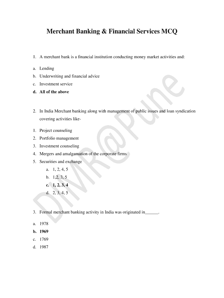 Merchant Bank is a Financial Institution Conducting Money Market Activities and  Form