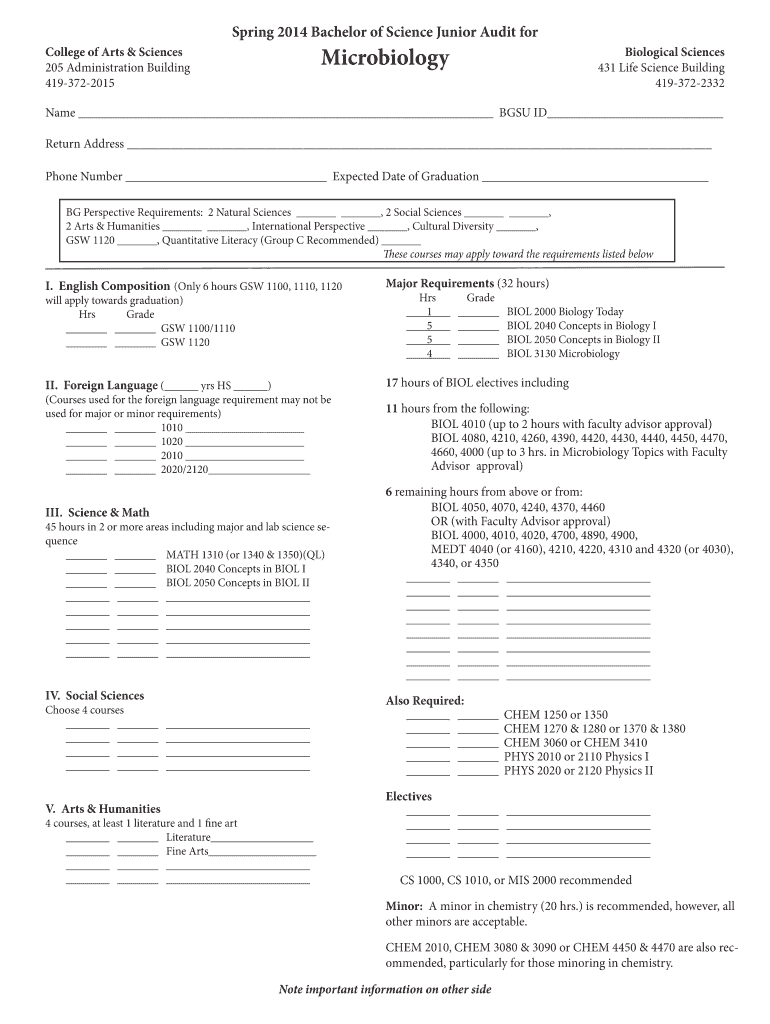  Degree Audit Bowling Green State University 2014