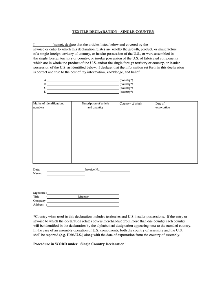 TEXTILE DECLARATION BLANK FORMp 1 XLS