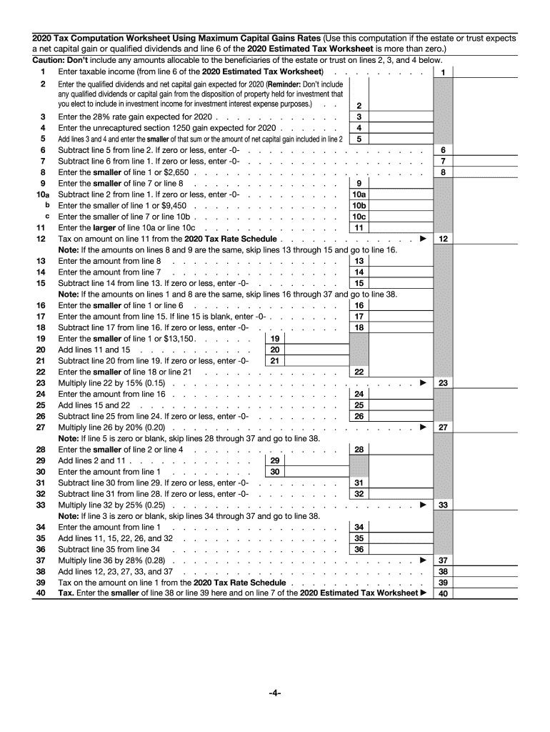  Form 1041 ES Estimated Income Tax for Estates and Trusts 2020