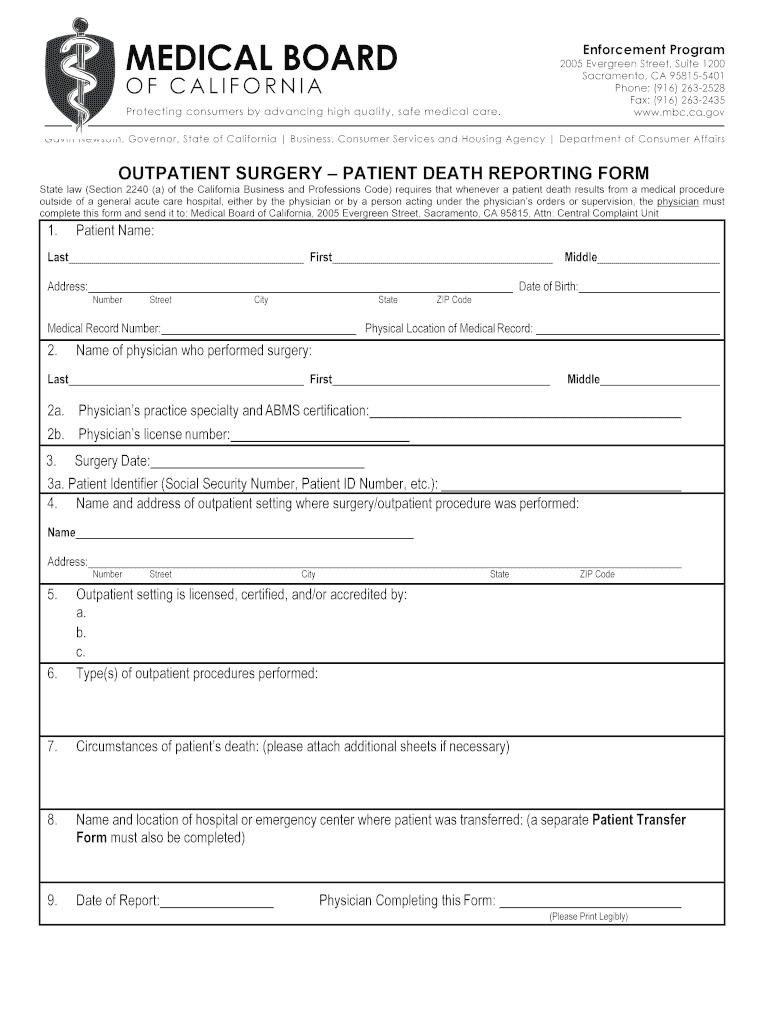 Patient Death Reporting  Form