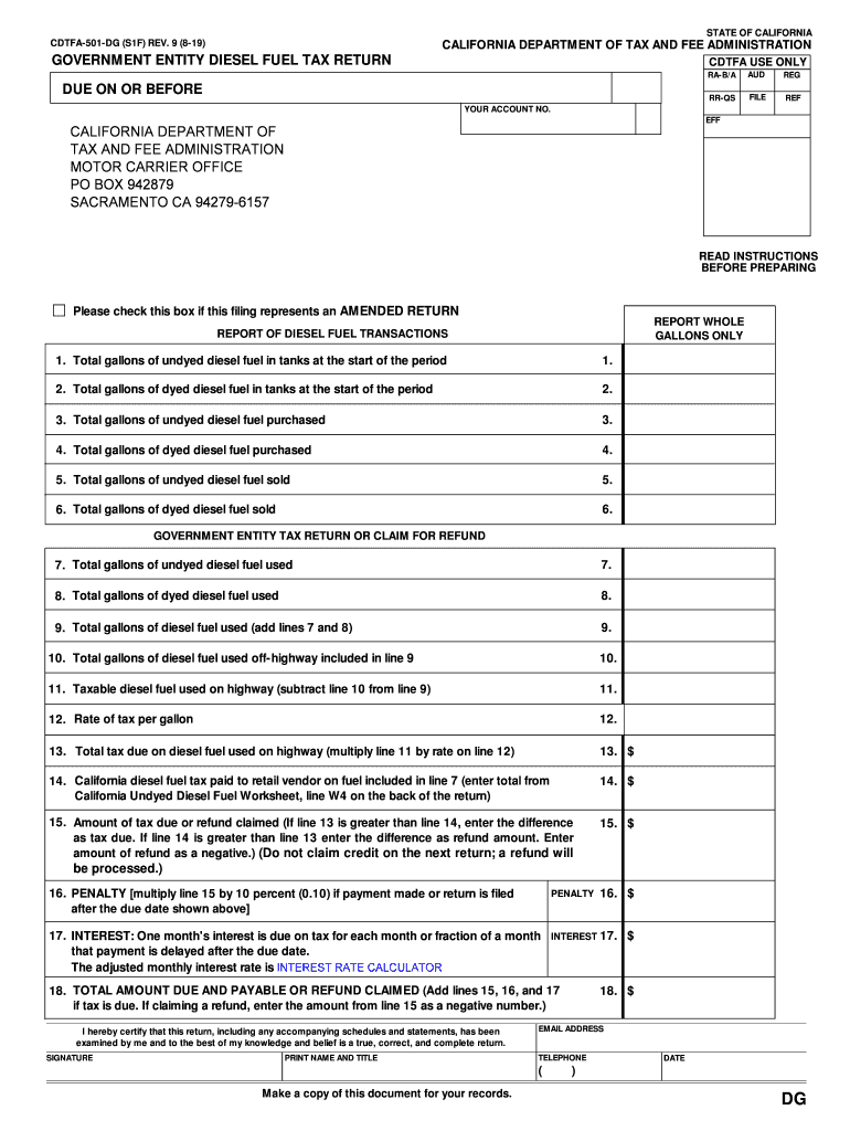 Cdtfa 501 Dg  Form