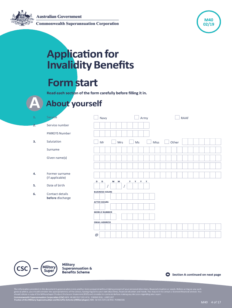  Use This Form If You Are a Member of the Military Superannuation and Benefits Scheme 2019