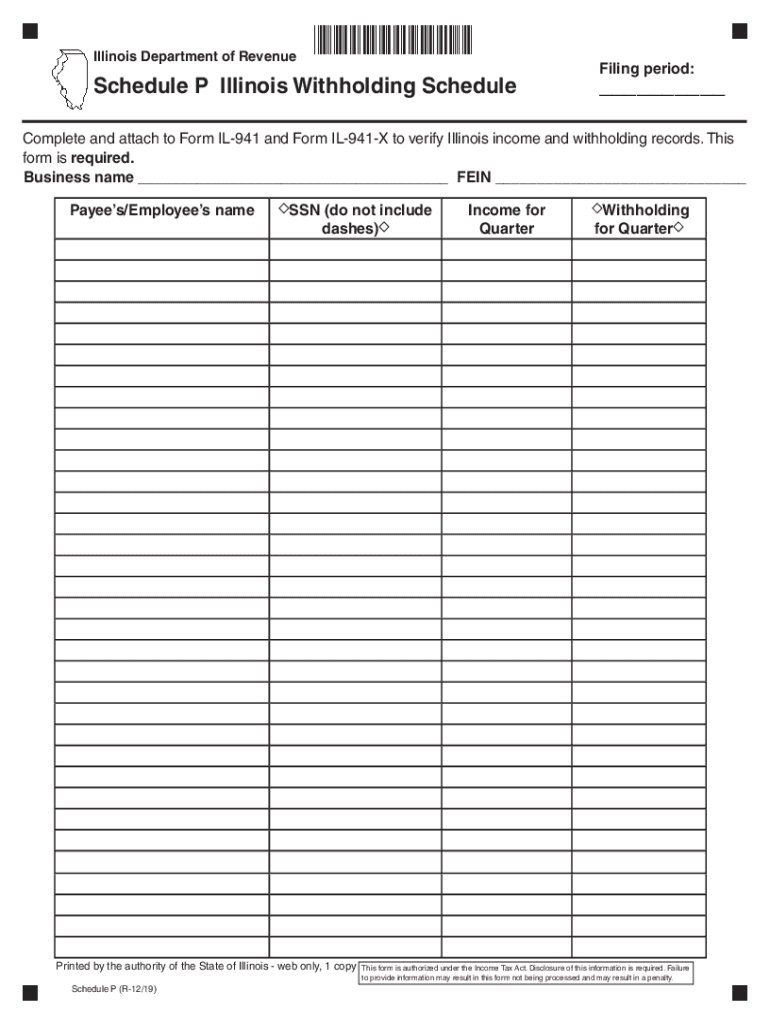  Illinois Schedule P 2019