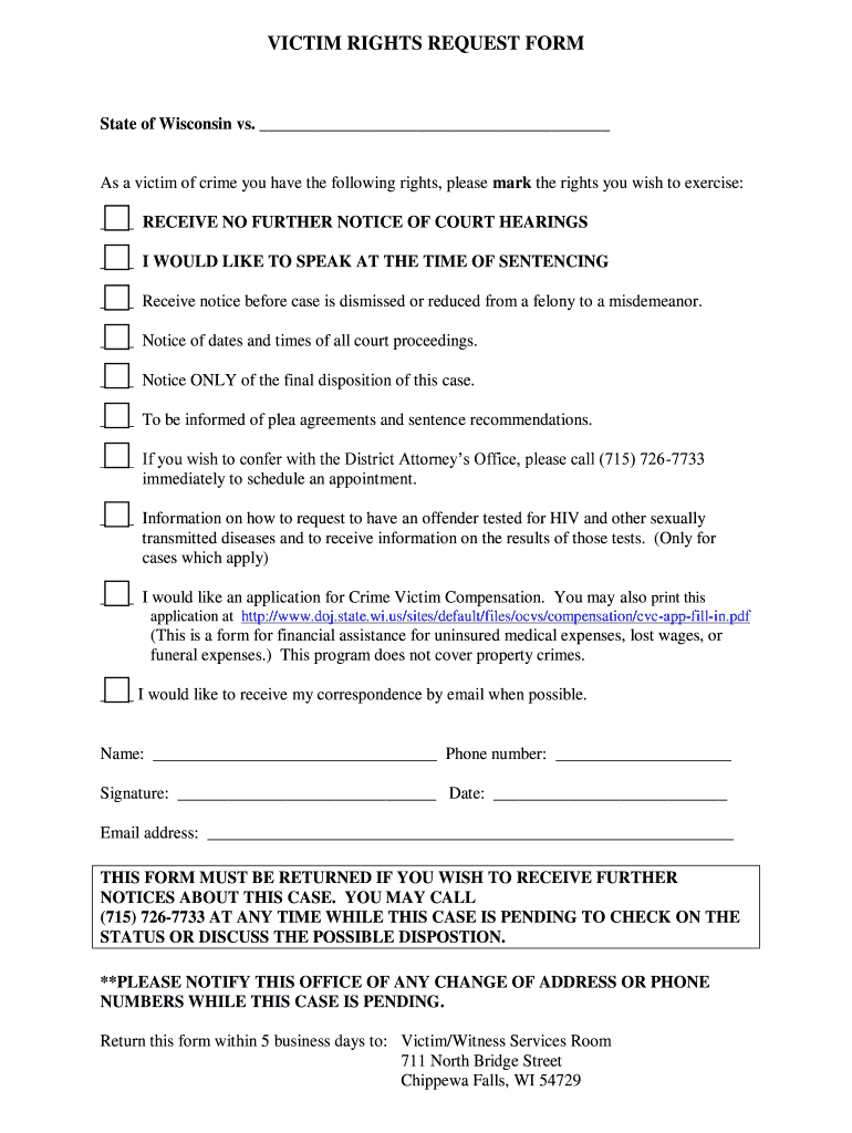 VICTIM RIGHTS REQUEST FORM
