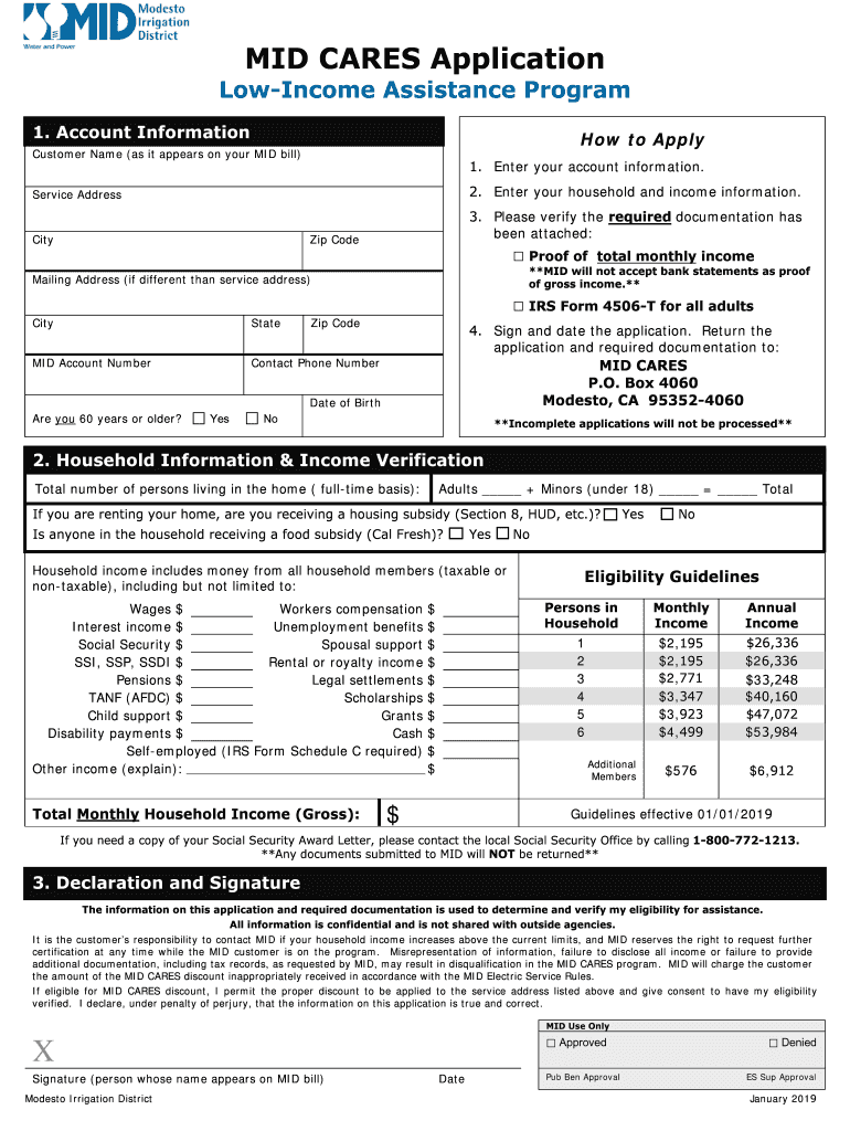  MID CARES Application Modesto Irrigation District 2019