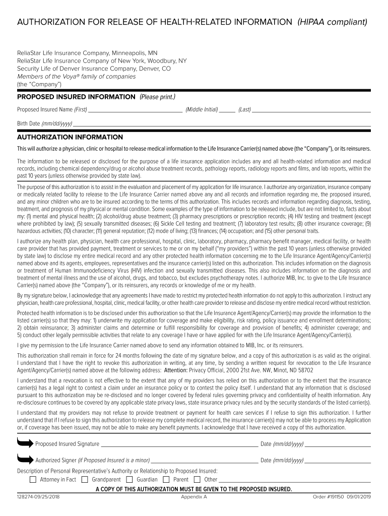 Individual Life Insurance Application for Reinstatement Voya  Form