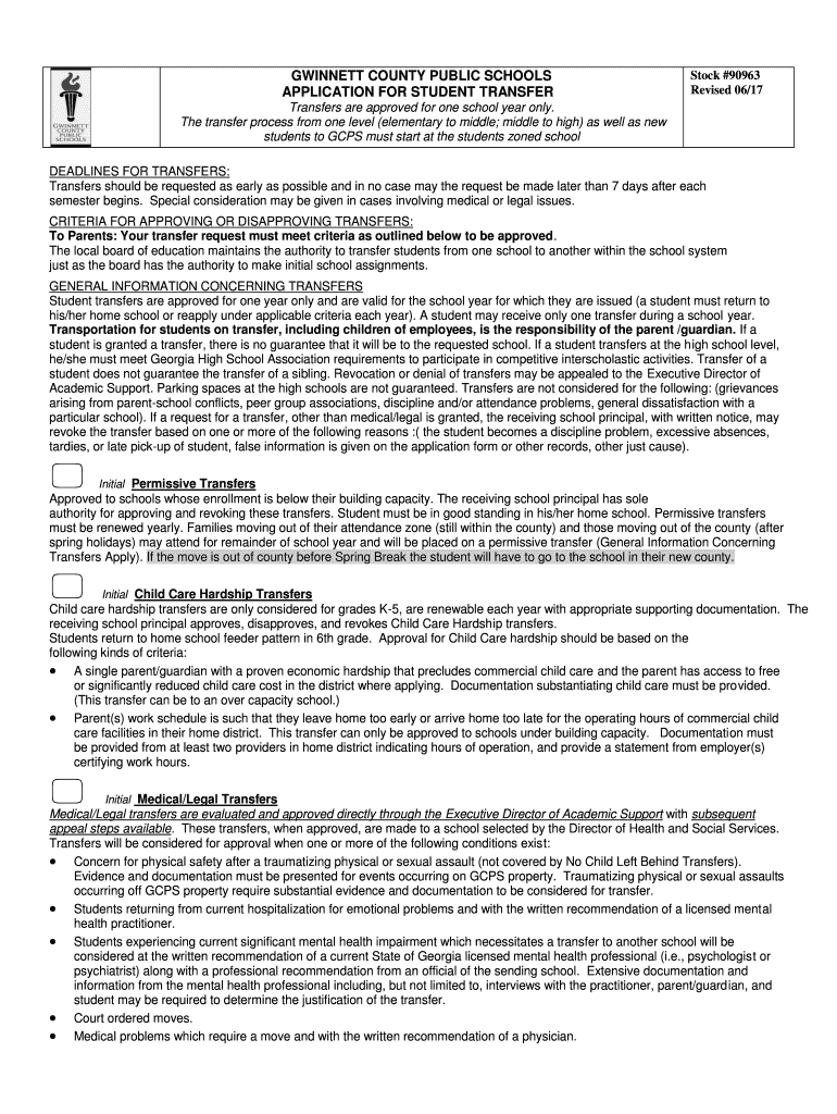 Permissive Transfer Gwinnett County  Form