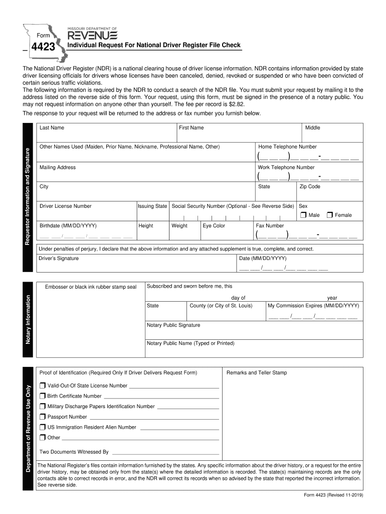  Form 4424 Individual Request for National Driver Register File Check 2019-2024