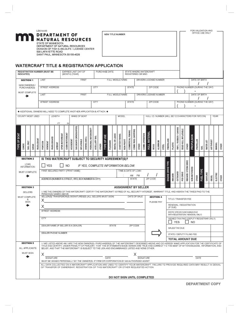 Mn Watercraft Title  Form