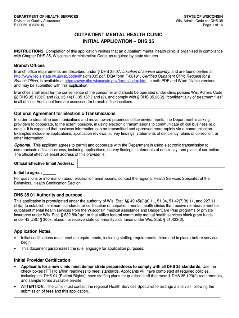 F00059 DOC DEPARTMENT of HEALTH SERVICES Division of  Form