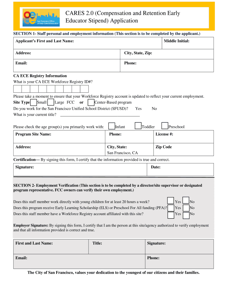 Cares 2 0 Stipend  Form