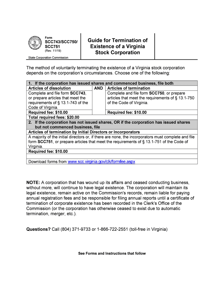  Form Guide for Termination of SCC743SCC750 SCC751 Existence 2019-2024