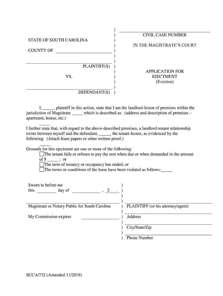  STATE of SOUTH CARLINA COUNTY of in the MAGISTRATES 2019-2024